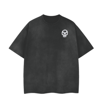 Vintage Wash ''Skull'' Frayed T-Shirt