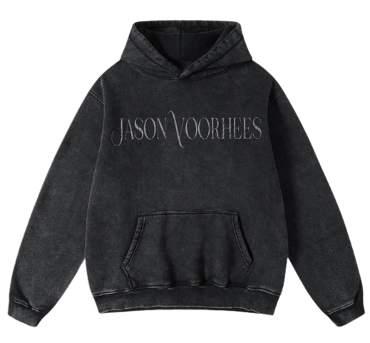 Jason Voorhees Dark Death Fear Vintage Broken Print Graphics Washed Distressed Pocket Hoodie